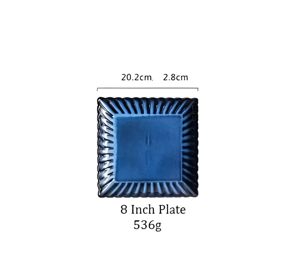 Deep blue klin glazed ceramic rectangle sushi tray dining room