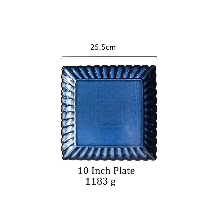 Deep blue klin glazed ceramic rectangle sushi tray dining room