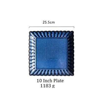 Deep blue klin glazed ceramic rectangle sushi tray dining room