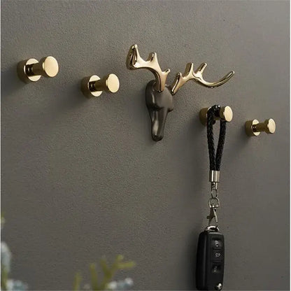 Deer antler gold brass wall mount robe hooks bathroom towel holder