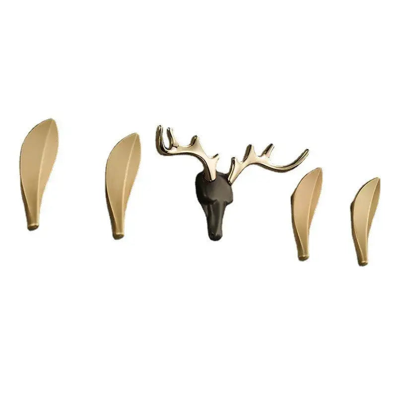 Deer antler gold brass wall mount robe hooks bathroom towel holder