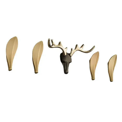 Deer antler gold brass wall mount robe hooks bathroom towel holder