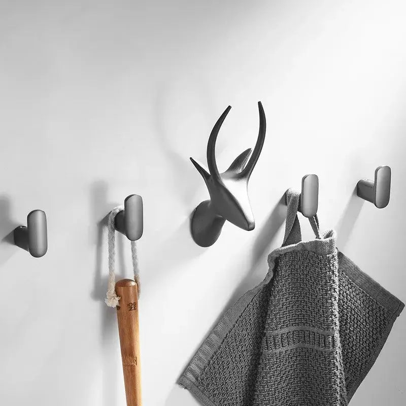 Deer head gun grey robe hooks bathroom antler towel rack