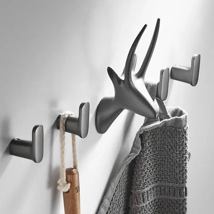 Deer head gun grey robe hooks bathroom antler towel rack
