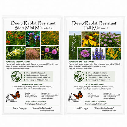 Deer & Rabbit Resistent Wildflower Bundle | Tall & Short Mini Mixes | Prairie Legacy Inc.