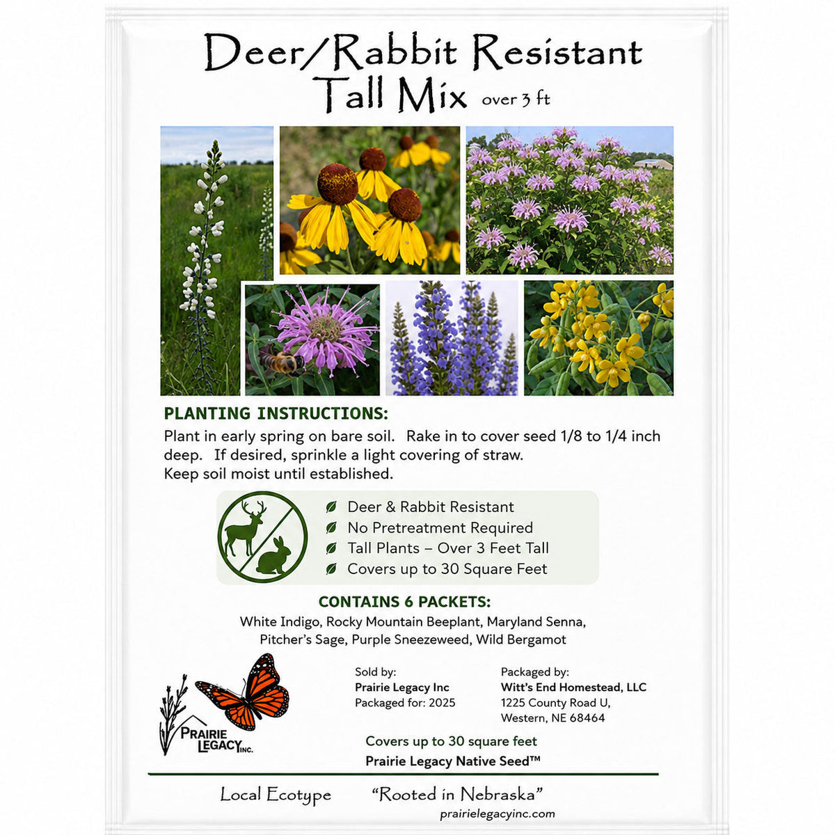 Mini Native Tall Deer & Rabbit Resistent Seed Mix | Prairie Legacy Inc.