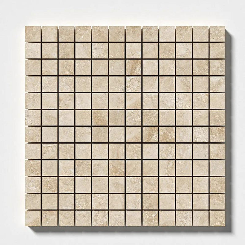 Delicate Beige Polished 1x1 Marble Mosaics 12x12
