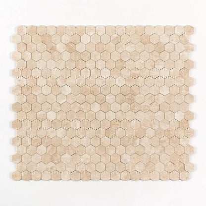 Delicate Beige Polished Hexagon Marble Mosaics 10 3/8x12
