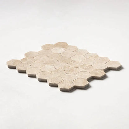 Delicate Beige Polished Hexagon Marble Mosaics 10 3/8x12