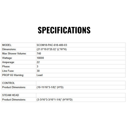 Delta 18KW Commercial Steam Generator With Digital Control [5COM18-PAC-618] (SAK78456)