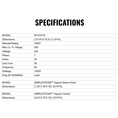 Delta SimpleSteam 10KW ES-10 Steam Generator Kit [5P-EST10] (SAK35819)