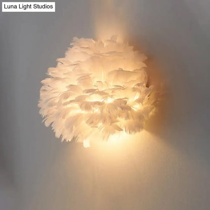 Designer feather white & grey wall sconce bedroom wall lamp