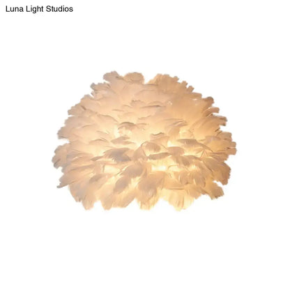 Designer feather white & grey wall sconce bedroom wall lamp