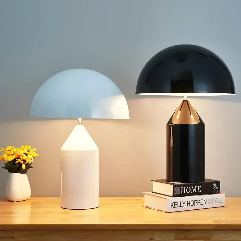 Designer mushroom desk lamp black & gold pencil light bedroom