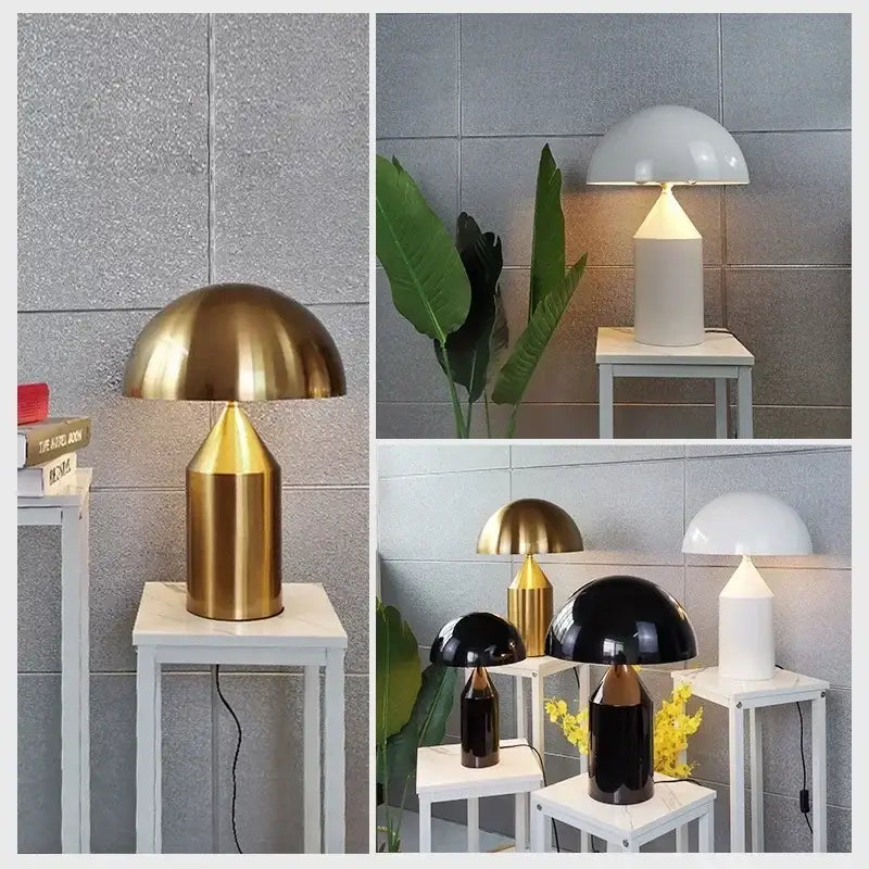 Designer mushroom desk lamp black & gold pencil light bedroom
