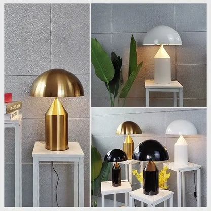 Designer mushroom desk lamp black & gold pencil light bedroom