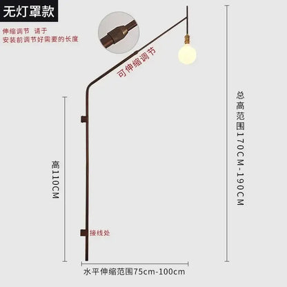 Designer red & gold swing arm wall lamp bedroom reading light