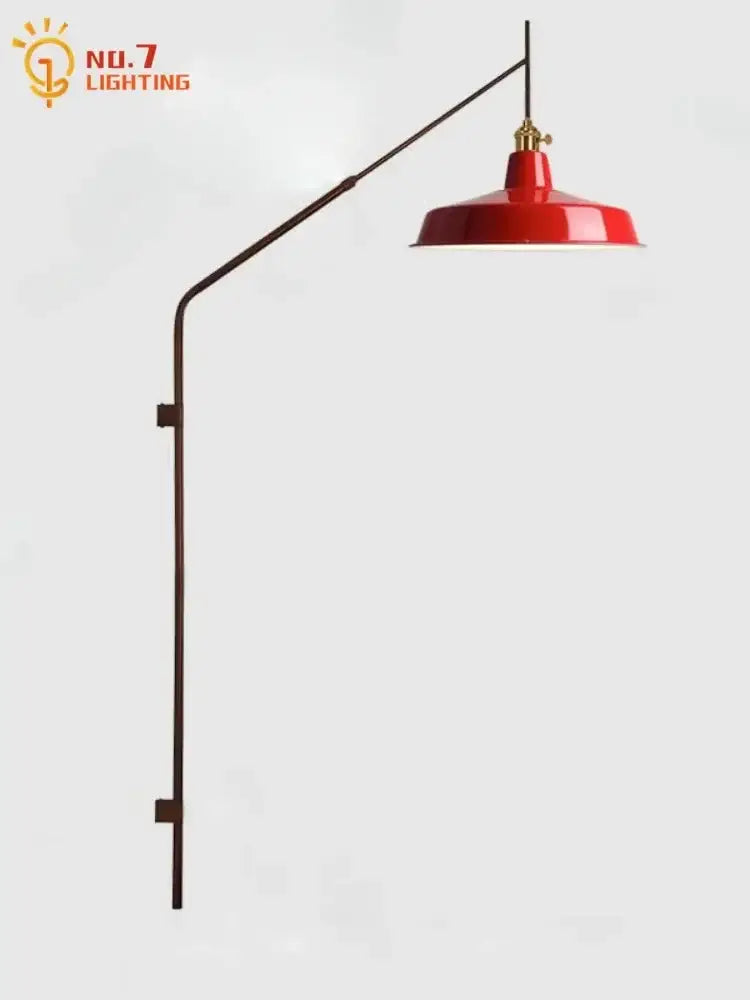 Designer red & gold swing arm wall lamp bedroom reading light