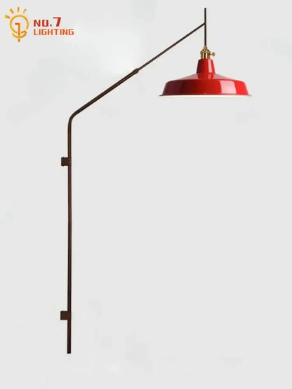Designer red & gold swing arm wall lamp bedroom reading light