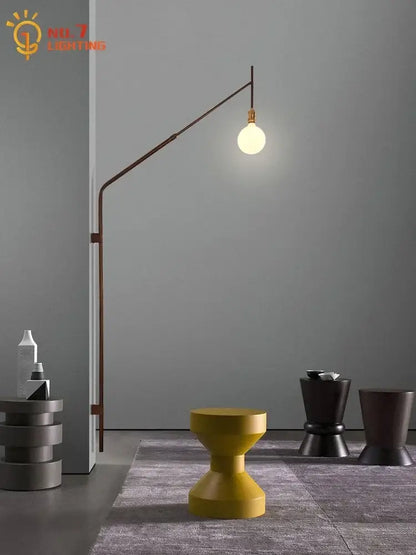 Designer red & gold swing arm wall lamp bedroom reading light