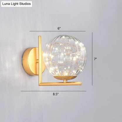 DecorBites™ Designer Style Glass LED Wall Sconce - Mini Globe Light Fixture for Bedroom