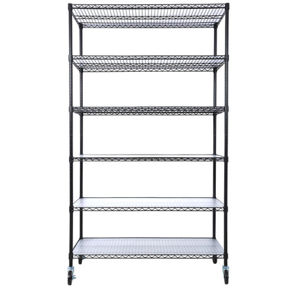 6 Tier 6000Lbs Capacity Nsf Metal Shelf Wire Shelving Unit, Heavy Duty Adjustable Storage Rack With Wheels & Shelf Liners For Commercial Grade Utility Steel Storage Rack