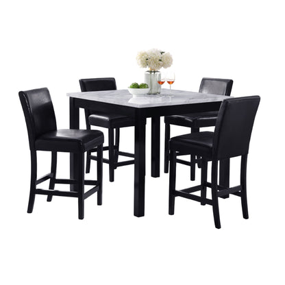 Modern 5 Piece Counter Height Dining Set With Tufted Nail Head Chairs