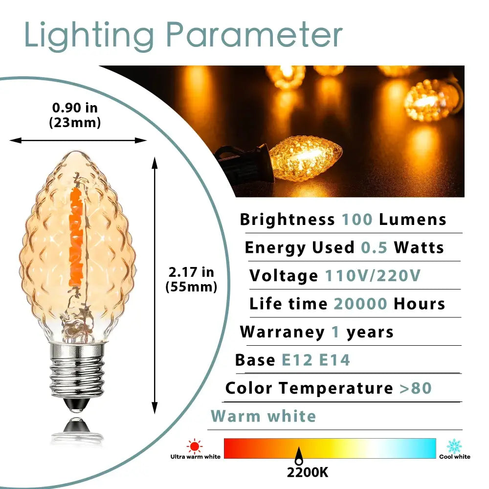 Diamond amber textured chandelier led light bulbs dining room 7w