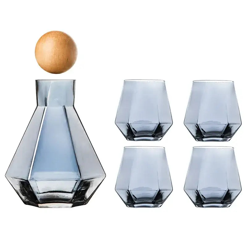 Diamond crystal glass water pitcher and cup set for dining room