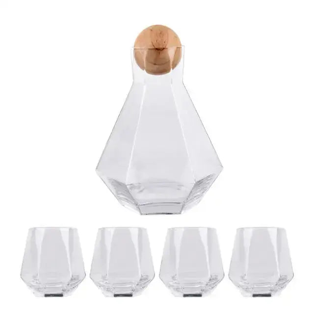 Diamond crystal glass water pitcher and cup set for dining room