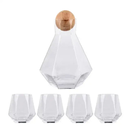 Diamond crystal glass water pitcher and cup set for dining room