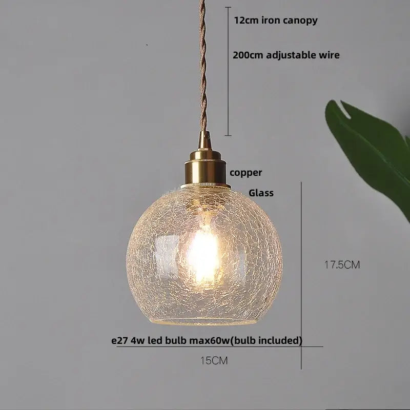 Diamond cut glass globe led pendant light kitchen hanging lamp