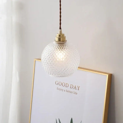 Diamond cut glass globe led pendant light kitchen hanging lamp