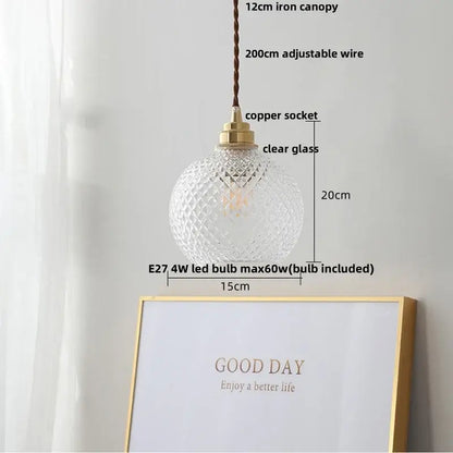 Diamond cut glass globe led pendant light kitchen hanging lamp