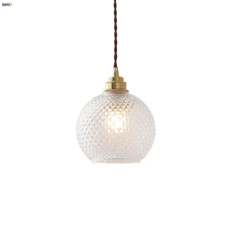 Diamond cut glass globe led pendant light kitchen hanging lamp