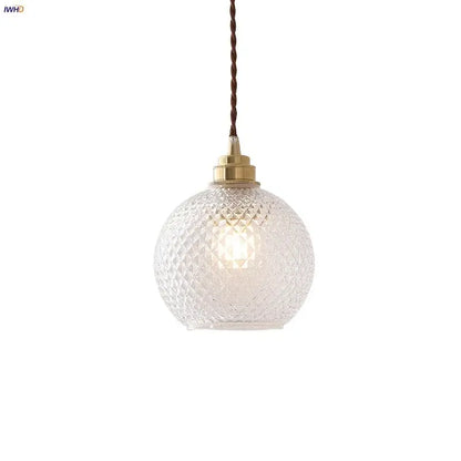 Diamond cut glass globe led pendant light kitchen hanging lamp