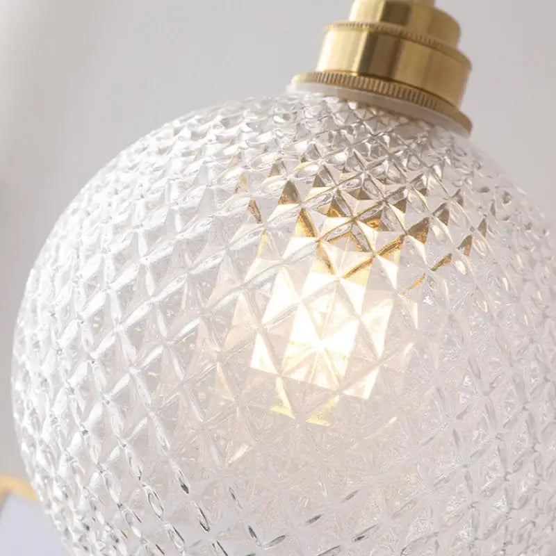 Diamond cut glass globe led pendant light kitchen hanging lamp