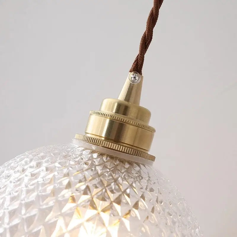 Diamond cut glass globe led pendant light kitchen hanging lamp