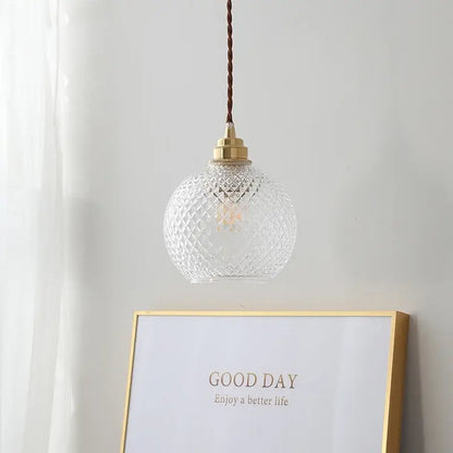 Diamond cut glass globe led pendant light kitchen hanging lamp