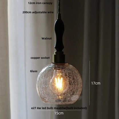 Diamond cut glass globe led pendant light kitchen hanging lamp