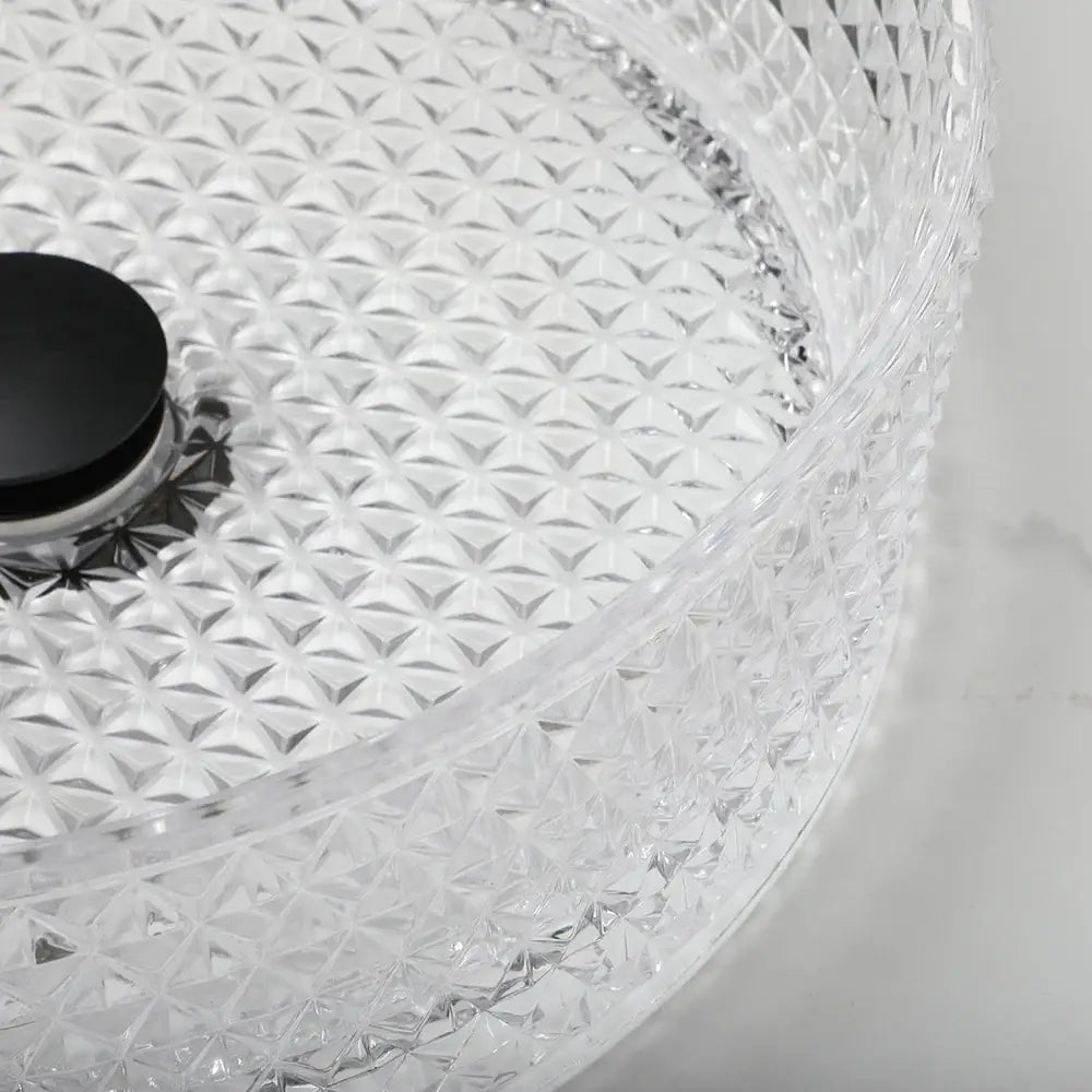 Diamond glass basin set with matte black faucet for bathroom