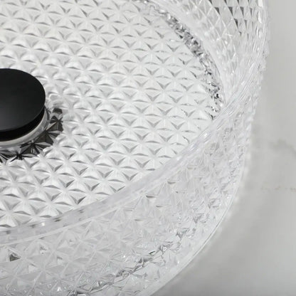 Diamond glass basin set with matte black faucet for bathroom