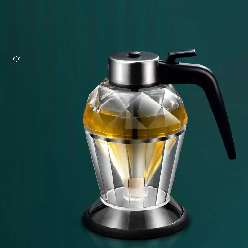 Diamond glass syrup honey dispenser kitchen oil jar with silver lid