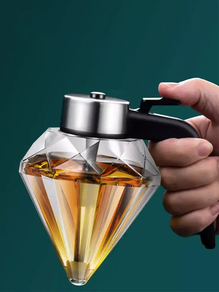 Diamond glass syrup honey dispenser kitchen oil jar with silver lid