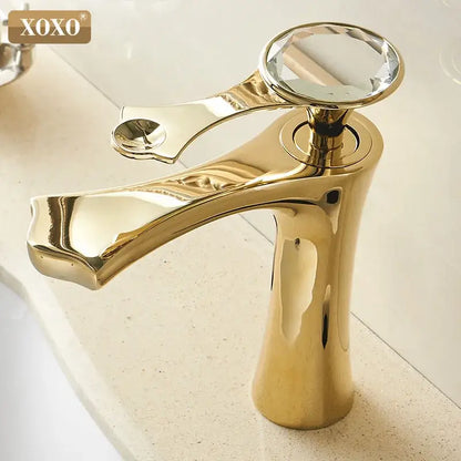 Diamond golden black basin faucet crystal handle bathroom mixer tap
