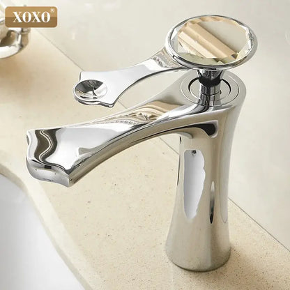 Diamond golden black basin faucet crystal handle bathroom mixer tap
