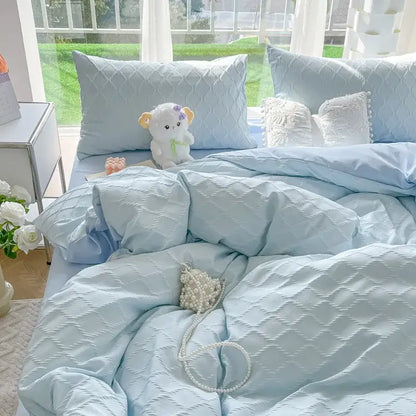 Diamond jacquard duvet cover cream bedroom skin friendly bedding