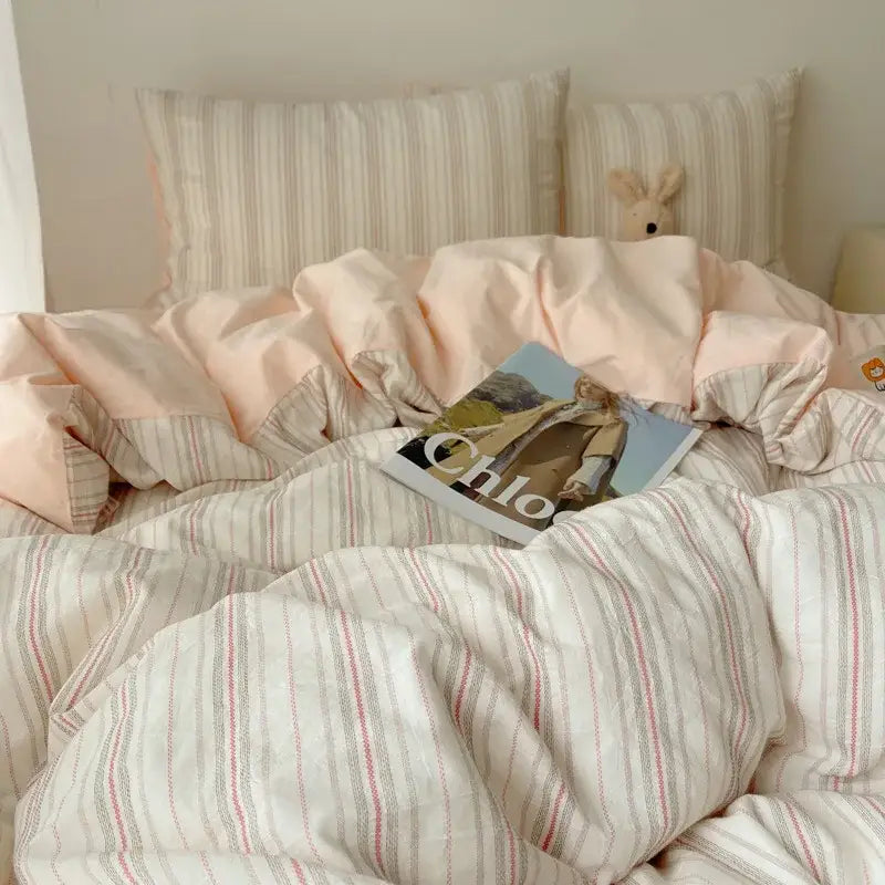 Diamond jacquard duvet cover cream bedroom skin friendly bedding
