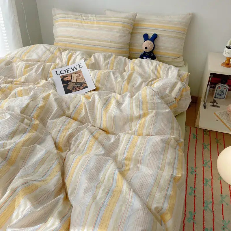 Diamond jacquard duvet cover cream bedroom skin friendly bedding