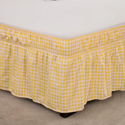 Diamond lattice ruffled black & white elastic band bed skirt bedroom